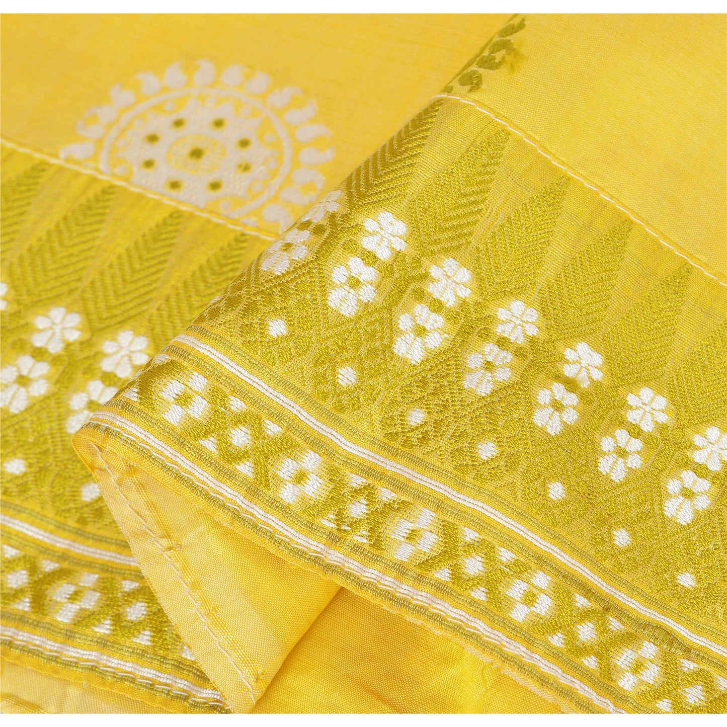 Sanskriti Vintage Recycled Yellow Woven Free Size Kimono Shrug from Dupatta