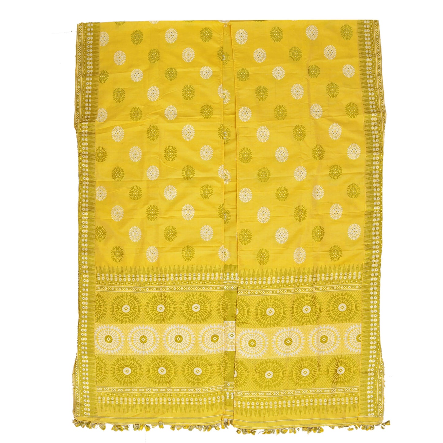 Sanskriti Vintage Recycled Yellow Woven Free Size Kimono Shrug from Dupatta