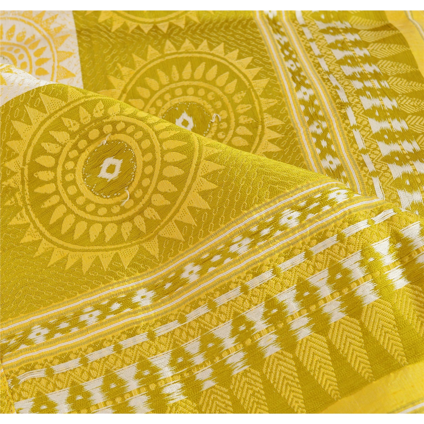 Sanskriti Vintage Recycled Yellow Woven Free Size Kimono Shrug from Dupatta