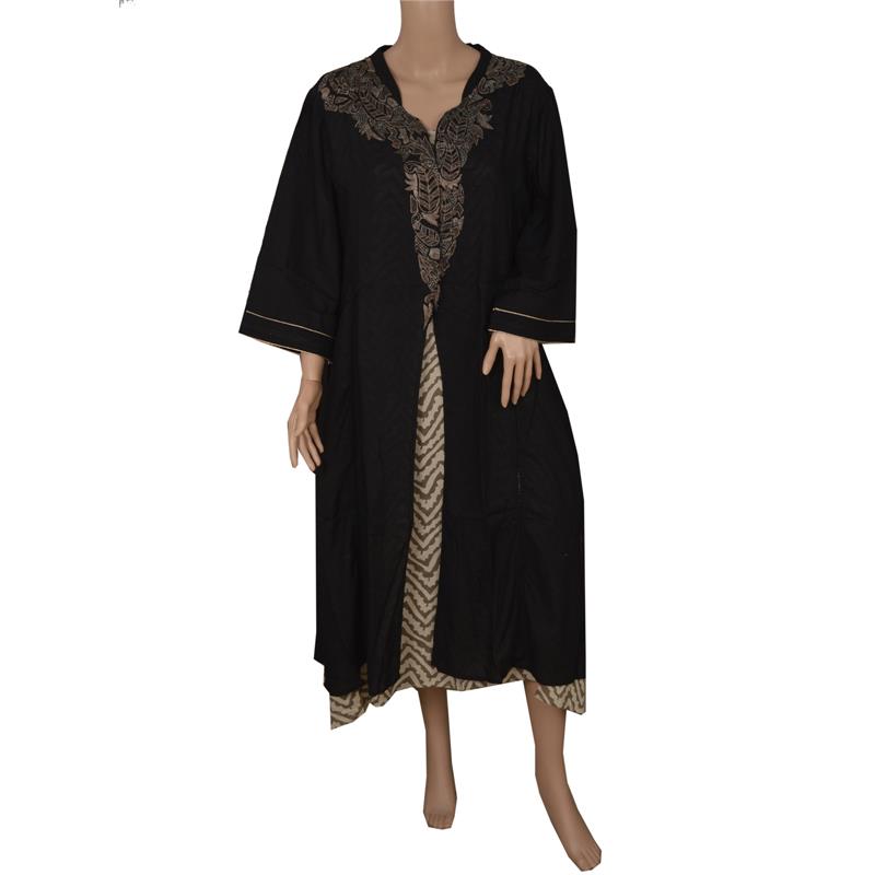 Sanskriti Vintage brugt bomulds topkurta i sort bæredygtigt stof designet af Lakshita