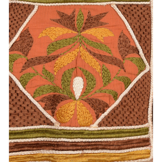 Sanskriti Vintage Sustainable Fabric Cotton Hand Embroidered Short Top Jacket Peach