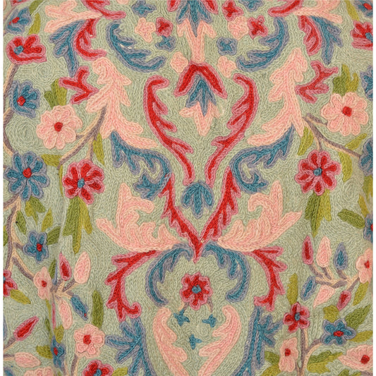 Sanskriti Vintage Sustainable Fabric Woolen Hand Embroidered Arizama Short Top Jacket Cream