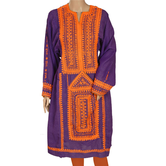 Sanskriti Vintage Bæredygtigt Stof Uld Håndbroderet Ariza Kort Jakke Lilla