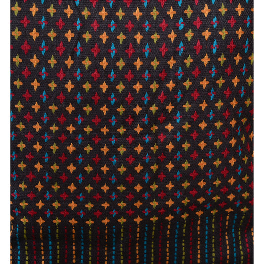 Sanskriti Vintage Sustainable Fabric Woolen Hand Embroidered Long Top Jacket Black Sequins