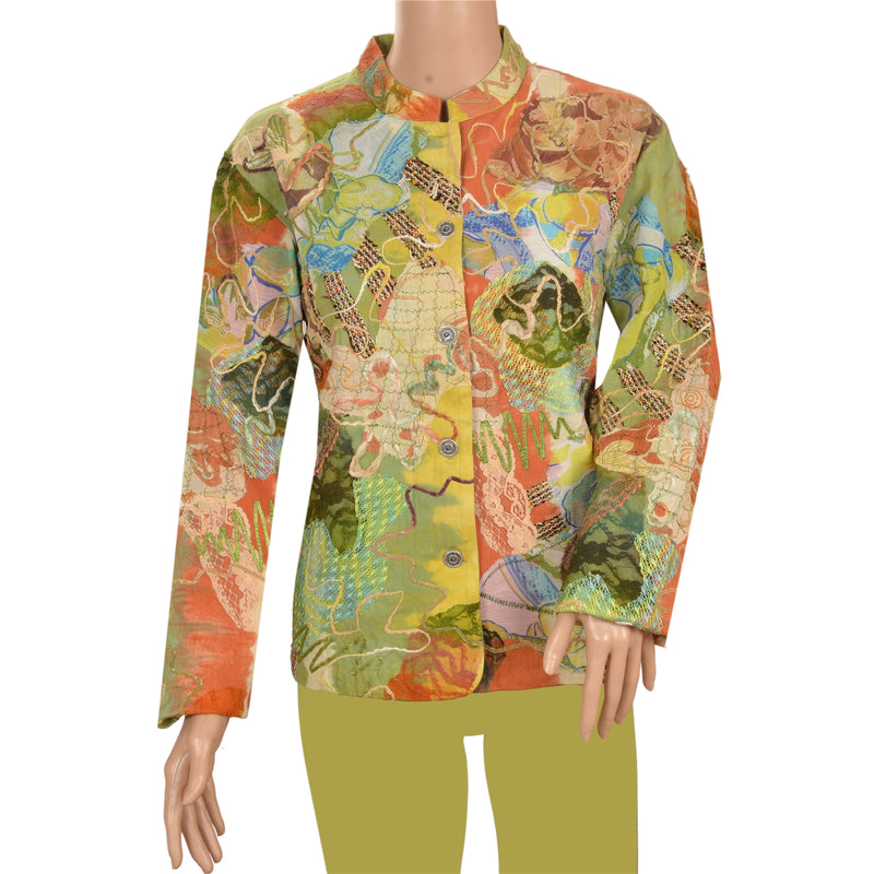Sanskriti Vintage Sustainable Fabric Cotton Printed Embroidered Short Top Multicolor