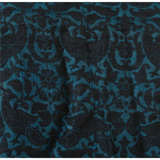 Sanskriti Vintage Sustainable Fabric Silk Blend Embroidered Short Top Jacket Blue Paisley