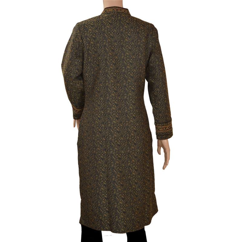 Sanskriti Vintage Art Silk Hand Embroidered Woven Long Top Jacket Paisley