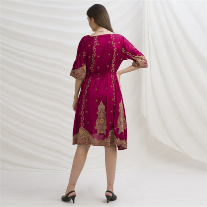 Sanskriti Vintage Long Flared Jacket Pure Silk Zardozi, Upcycled Free Size
