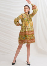 Load image into Gallery viewer, Sanskriti Vintage Tunic Dress Balloon Sleeves Kantha Georgette, Upcycled Free Size
