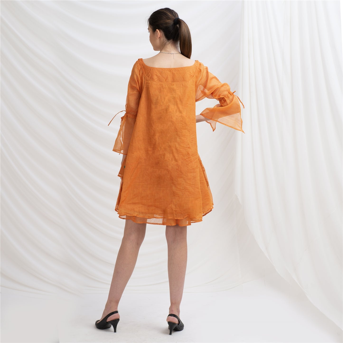 Sanskriti Vintage Tunic Dress with Jacket, Pure Tussar Silk Upcycled Sari, Free Size