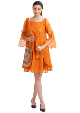 Load image into Gallery viewer, Sanskriti Vintage Tunic Dress with Jacket, Pure Tussar Silk Upcycled Sari, Free Size
