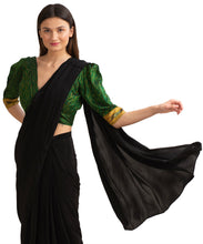 Load image into Gallery viewer, Sanskriti Vintage Pure Silk Plunge Neck Blouse, Upcycled Ikat Sari, Large
