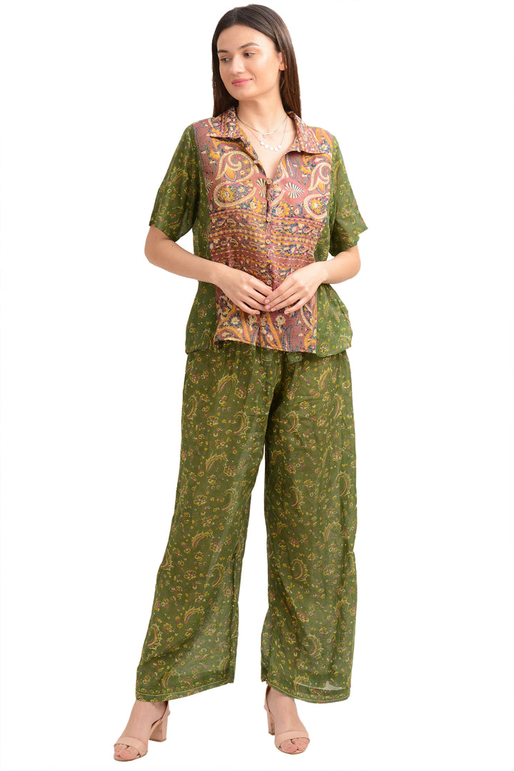 Sanskriti Vintage Coord Set Pure Cotton Floral Printed, Upcycled SM Size