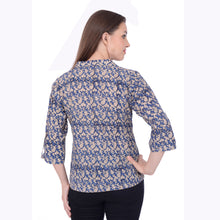 Load image into Gallery viewer, Sanskriti 100% Pure Cotton Blue Hand Block Printed Casual Shirt Daily Wear
