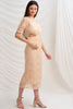 Sanskriti Vintage Straight Fit Dress, Peach Soft Net Upcycled Sari, Medium Size
