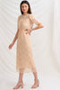 Sanskriti Vintage Straight Fit Dress, Peach Soft Net Upcycled Sari, Medium Size