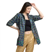 Load image into Gallery viewer, Sanskriti Vintage Straight Fit Jacket Cotton Floral Phulkari, Upcycled Free Size
