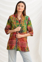 Load image into Gallery viewer, Sanskriti Vintage Straight Fit Jacket Georgette Tie-Dye Phulkari, Free Size
