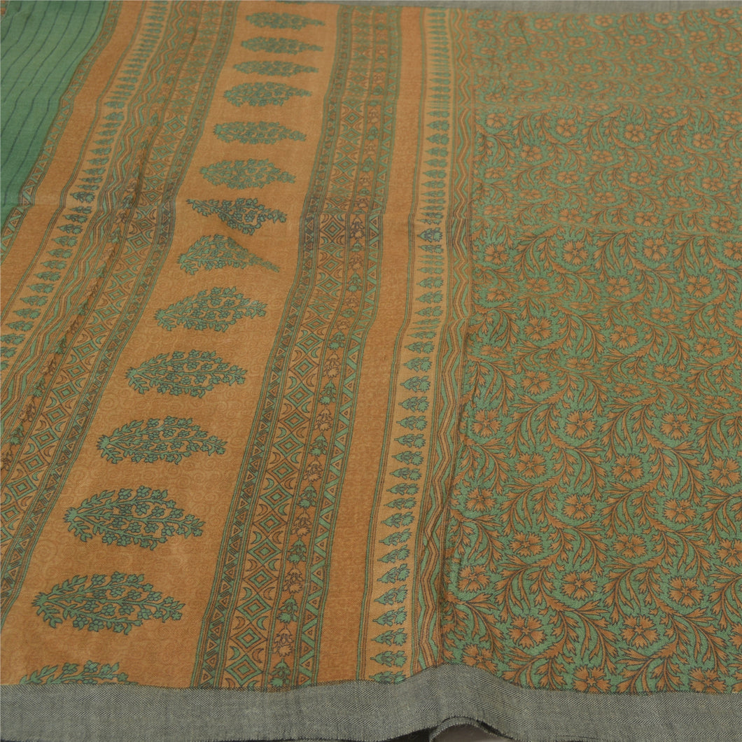Sanskriti Vintage Green Heavy Sarees Pure Woolen Fabric Printed & Woven Sari