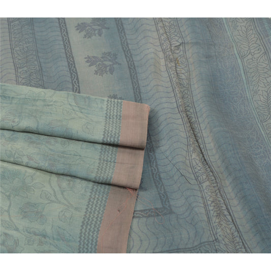 Sanskriti Vintage Grey Heavy Sarees Blend Cotton Sustainable Fabric Printed & Woven Sari