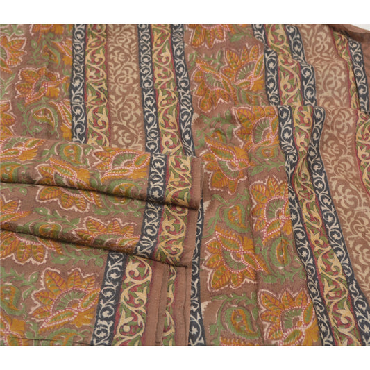 Sanskriti Vintage Heavy Sarees Pure Woolen Sustainable Fabric Printed & Woven Brown Sari