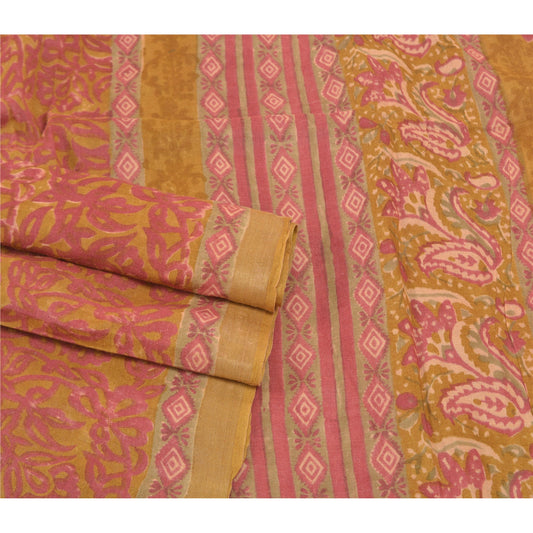 Sanskriti Vintage Heavy Sari 100% Pure Woolen Sustainable Fabric Printed Floral Sarees