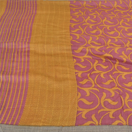 Sanskriti Vintage Heavy Indian Sari Pure Woolen Purple Sustainable Fabric Printed Sarees