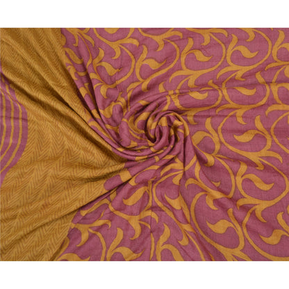 Sanskriti Vintage Heavy Indian Sari Pure Woolen Purple Sustainable Fabric Printed Sarees