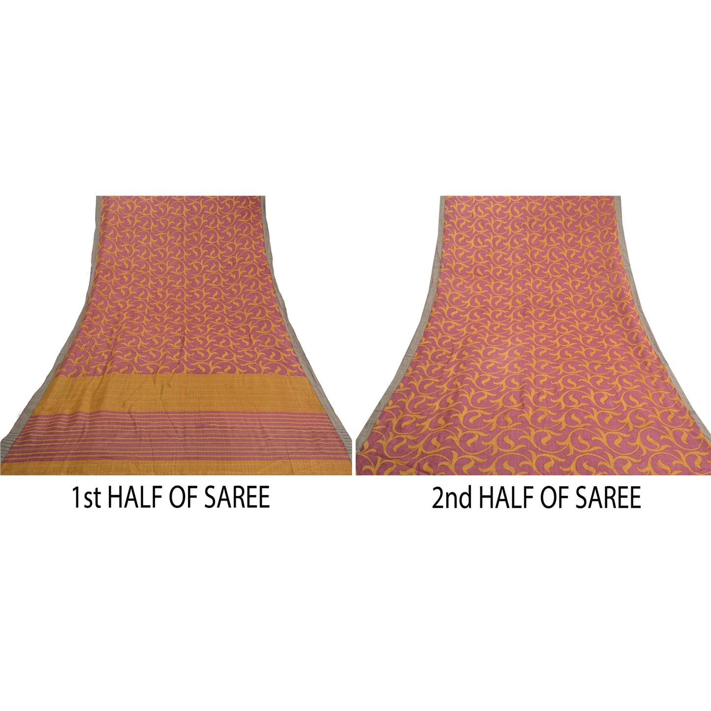 Sanskriti Vintage Heavy Indian Sari Pure Woolen Purple Sustainable Fabric Printed Sarees