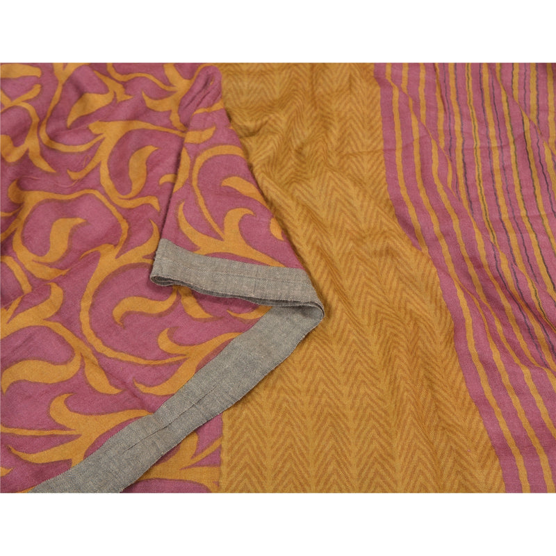Sanskriti Vintage Kraftig Indisk Sari Ren Uld Lilla Bæredygtigt Stof Trykte Sarier