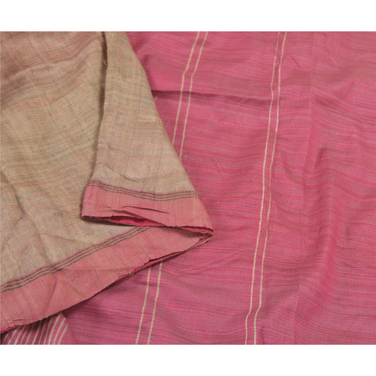 Sanskriti Vintage Heavy Brown Sari 100% Pure Woolen Sustainable Fabric Printed Sarees