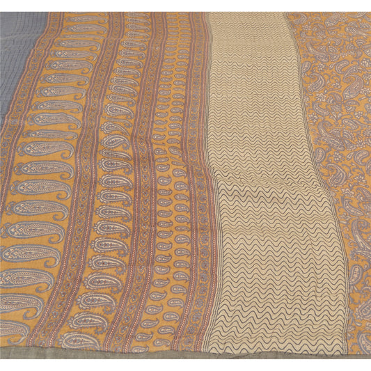 Сари Sanskriti Vintage Heavy Saffron, 100% чистая шерсть, устойчивая ткань, напечатанные сари