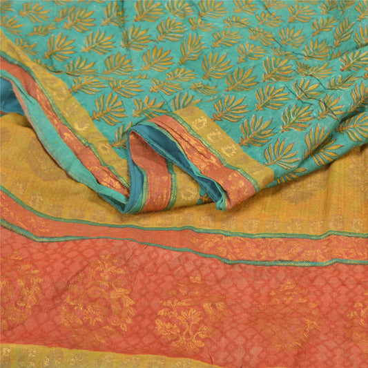 Sanskriti Vintage Heavy Green Sari 100% Pure Woolen Sustainable Fabric Woven Printed Sarees