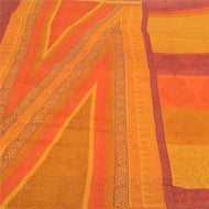 Sanskriti Vintage Heavy Saffron Sarees 100% Pure Tussar Silk Printed Sari Fabric