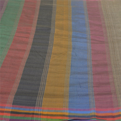 Sanskriti Vintage Heavy Grey Sarees Pure Tussar Silk Woven Sari 5 Yard Sustainable Fabric
