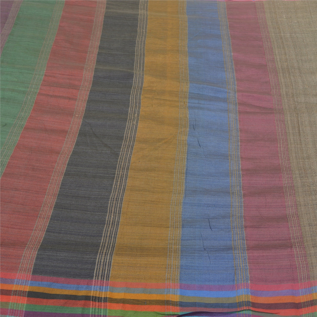Sanskriti Vintage Heavy Grey Sarees Pure Tussar Silk Woven Sari 5 Yard Fabric