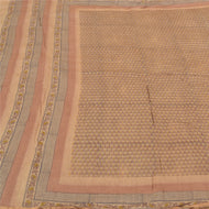 Sanskriti Vintage Heavy Cream Sarees Pure Tussar Silk Printed Sari 5 Yard Fabric