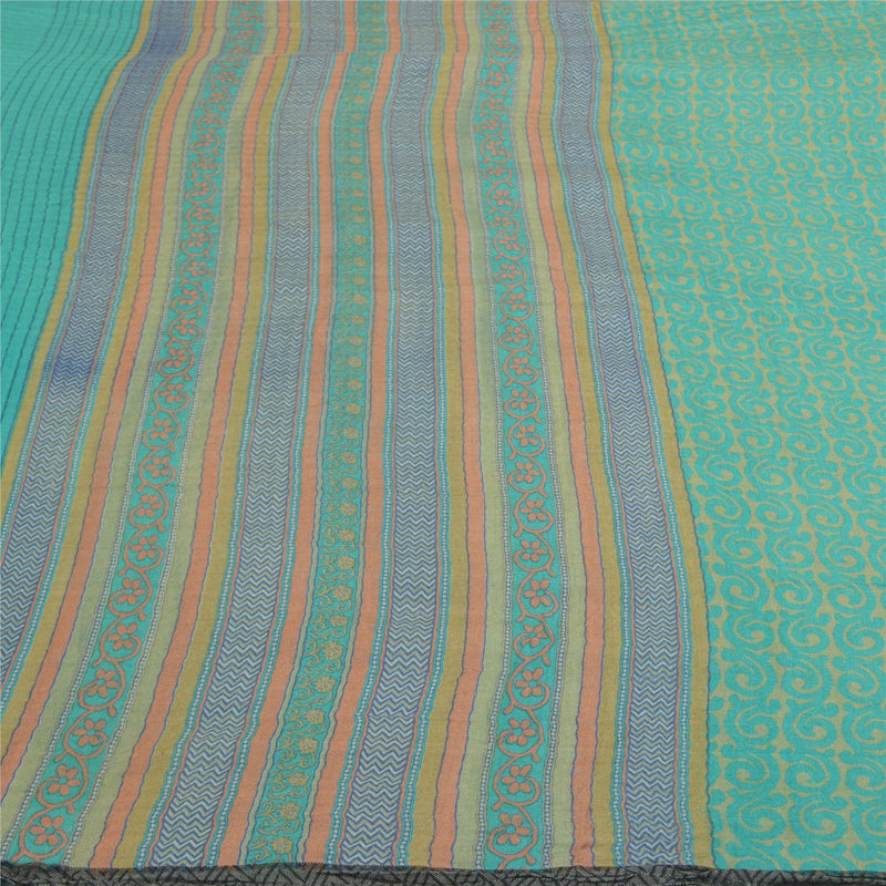 Sanskriti Vintage Heavy Green Sarees Pure Woolen Sustainable Fabric Printed 5 Yard Sari