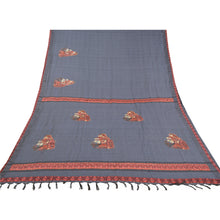 Load image into Gallery viewer, Sanskriti Vintage Grey Heavy Sarees 100% Pure Silk Fabric Embroidered Sari
