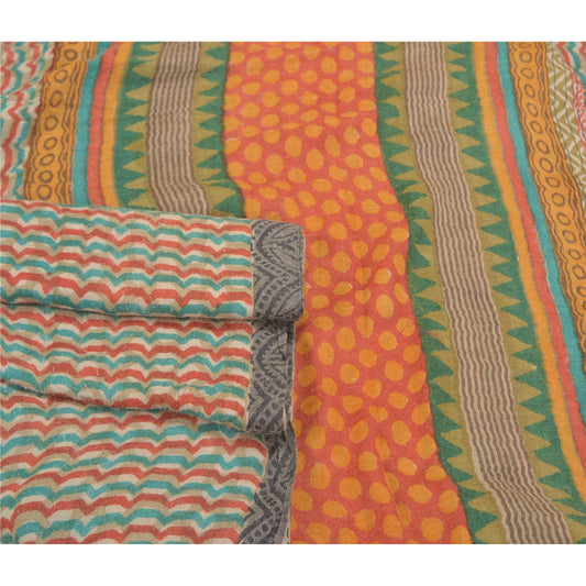 Sanskriti Vintage Multicolor Heavy Sarees 100% Pure Woolen Sustainable Fabric Printed Sari