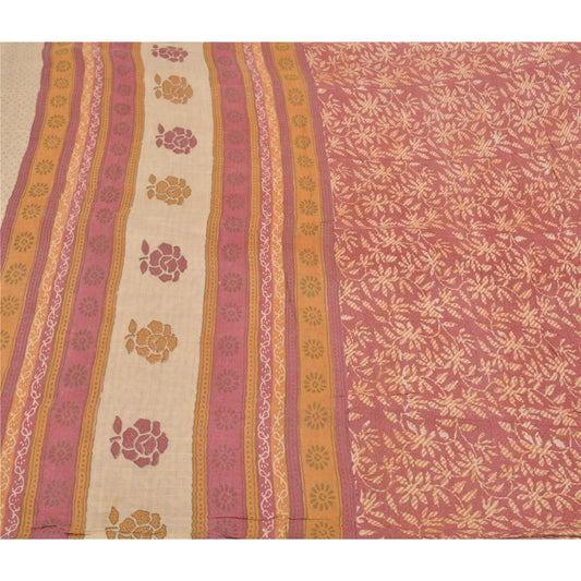 Sanskriti Vintage Røde Tunge Sarier 100% Ren Uld Bæredygtigt Stoff Trykt Sari