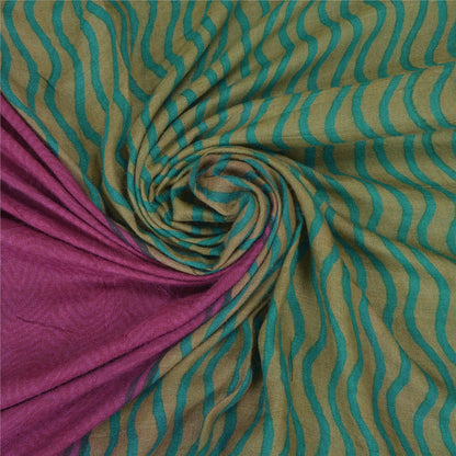 Sanskriti Vintage Green Heavy Indian Sari Pure Woolen Sustainable Fabric Printed Sarees