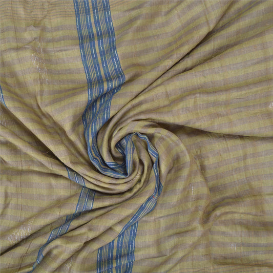 Sanskriti Vintage Heavy Indian Sarees Pure Woolen Pale Cream Sustainable Fabric Woven Sari