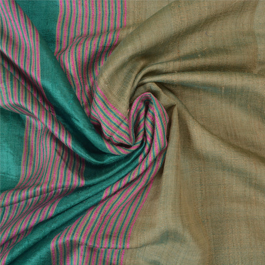Sanskriti Vintage Heavy Green Sarees Pure Handloom Silk Sustainable Fabric Woven Sari