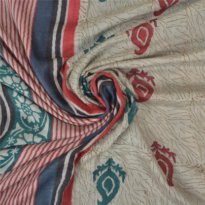 Sanskriti Vintage Heavy Indian Sarees 100% Pure Woolen Sustainable Fabric Printed Sari