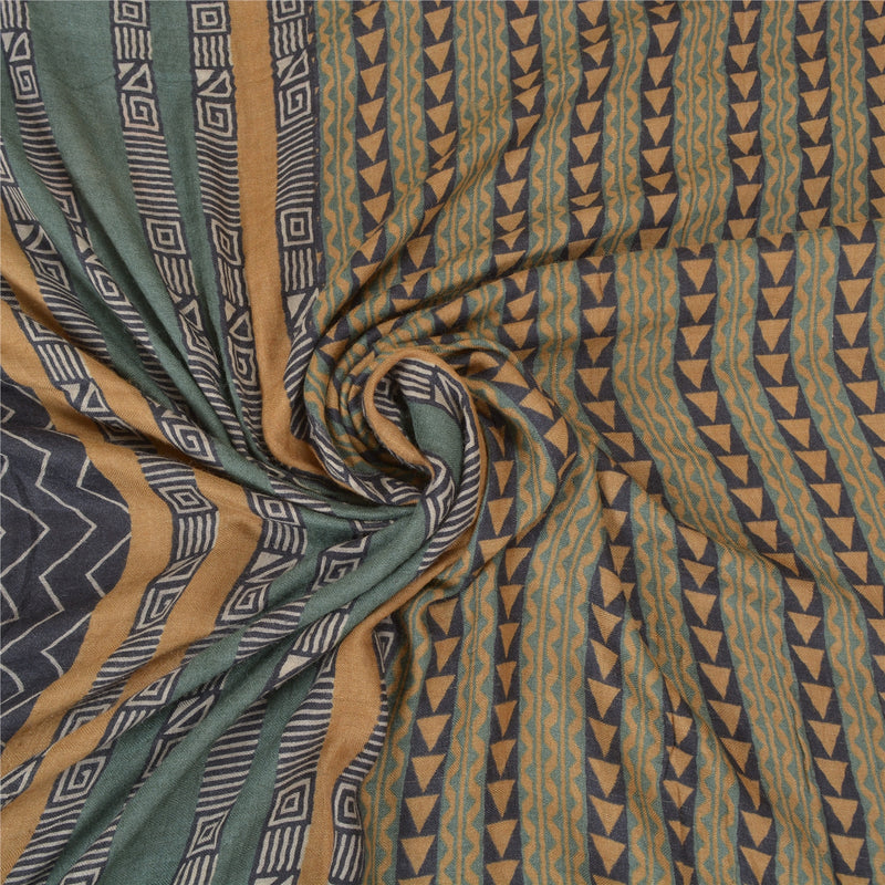 Sanskriti Vintage Heavy Indian Sarees 100% Pure Woolen Sustainable Fabric Printed 5 YD Sari