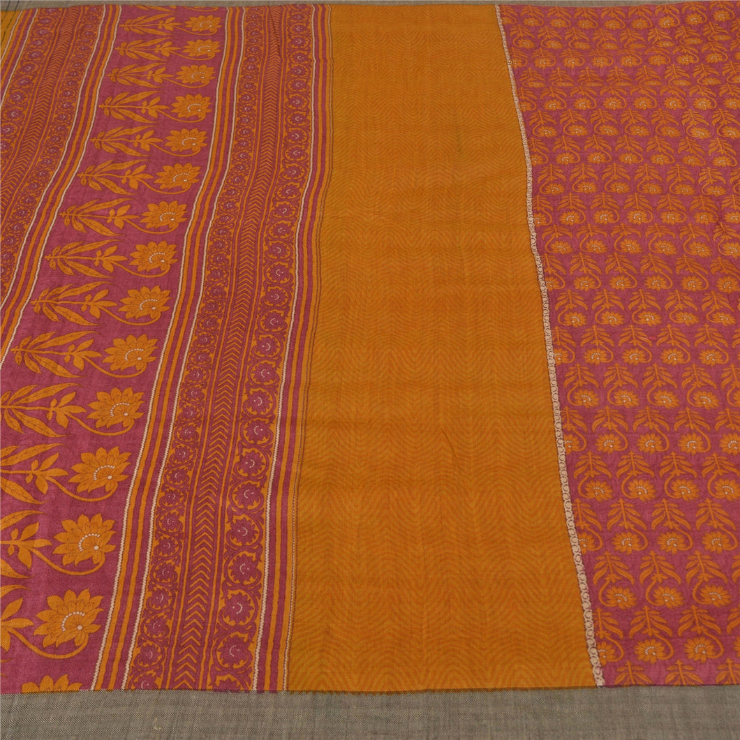 Sanskriti Vintage Red Heavy Indian Sarees 100% Pure Woolen Fabric Printed Sari