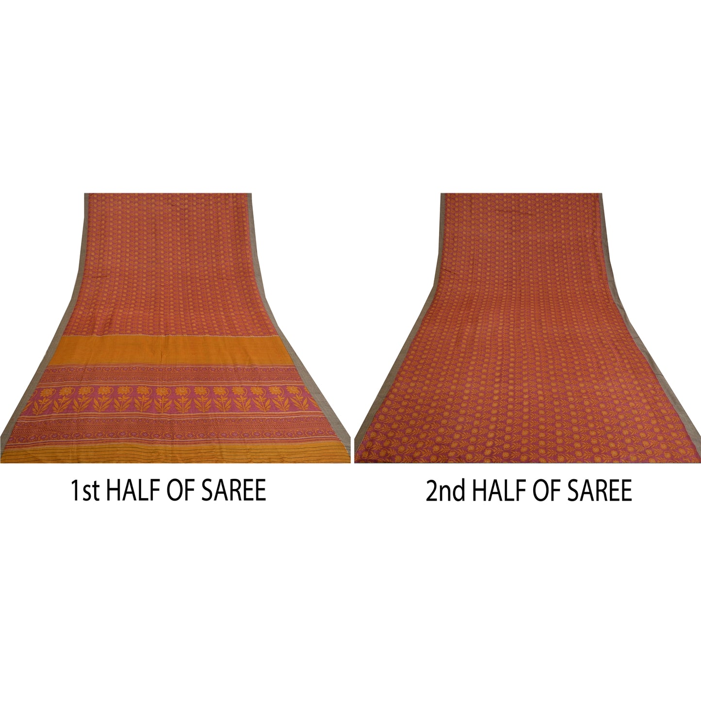 Sanskriti Vintage Red Heavy Indian Sarees 100% Pure Woolen Sustainable Fabric Printed Sari