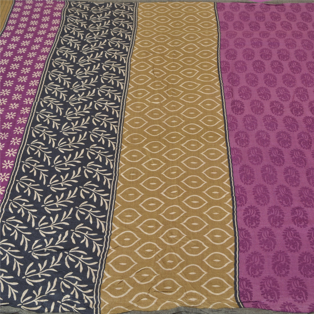Sanskriti Vintage Purple Heavy Indian Sarees  Pure Woolen Fabric Printed Sari