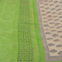 Load image into Gallery viewer, Sanskriti Vintage Sarees Cream Hand Block Print Heavy Sari Pure Woolen Fabric
